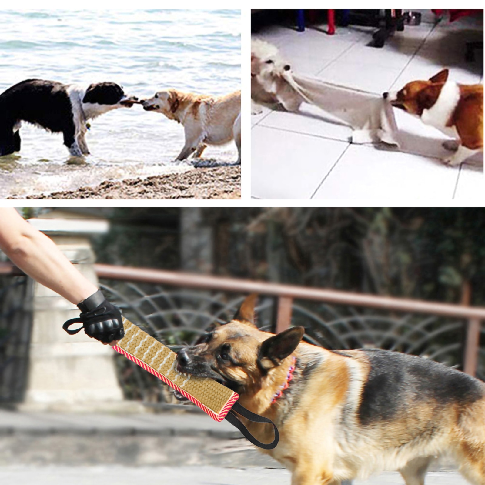 Dog Bite Tug Toy Jute K9 Tug Toy With Two Handles For Adult Dogs Puppies Teeth Healthy For Dogs Pet Training Play Throw 2 Size