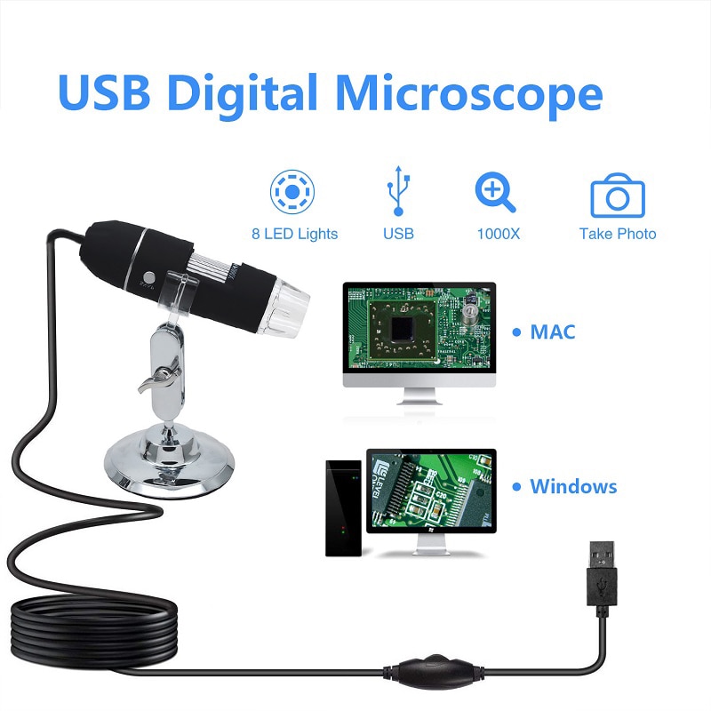1Pcs Smart Usb Microscoop Pixels 1000X Verstelbare 8 Led Digitale Usb Microscoop Vergrootglas Elektronische Stereo Usb Endoscoop Camera