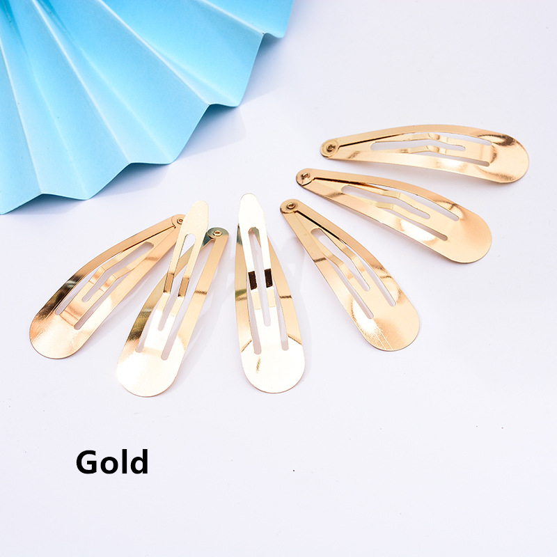 Clips à pression en métal de peinture or/argent, goutte d'eau, Clips pour bébé, pour pinces à cheveux DIY, Base de fabrication de bijoux, , 3-9cm, 100 pièces