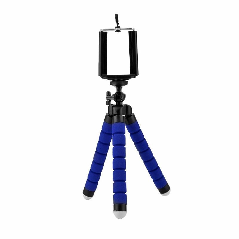 ALLOET Mini Flexible Sponge Octopus Tripod Selfie Stick Expanding Tripod Stand For Mobile Phone Camera With Phone Clip Holder: Blue