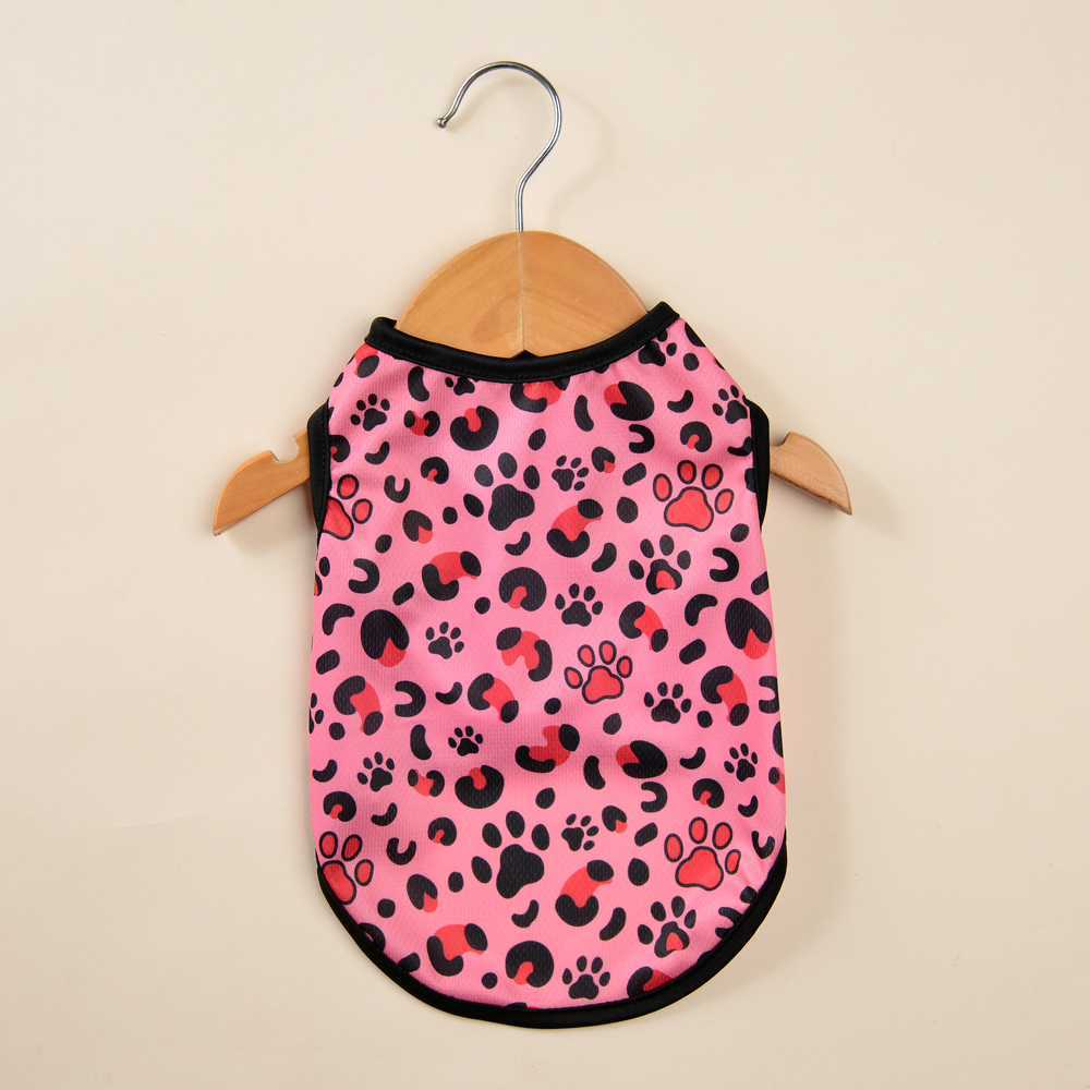 Leopardprint kattevest klær for små mellomstore hunder sommer pustende valp kattunge kostyme sphynx yorkies chihuahua mops jakke: Xl / Rosa