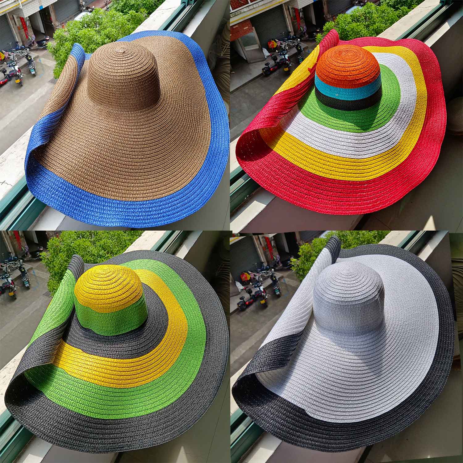 60CM diametro cappello a tesa larga parasole da donna cappello da suola francese uomo donna spiaggia viaggio cappello di paglia cappello da suola pieghevole estivo tutto'ingrosso