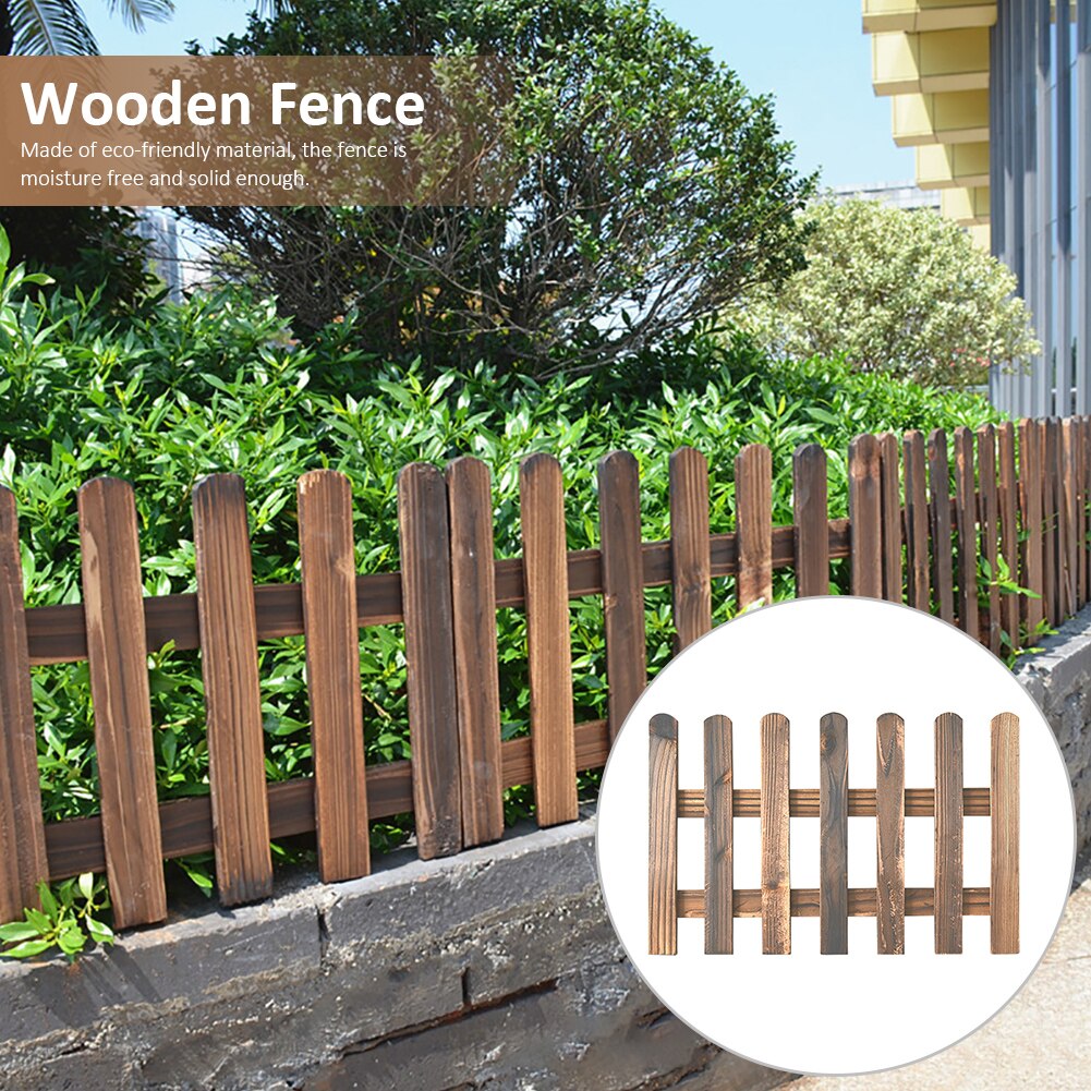 Solid Wooden Picket Fences Miniature Fairy Carbonized Wood Lawn Fence For Garden Home Courtyard Decoration