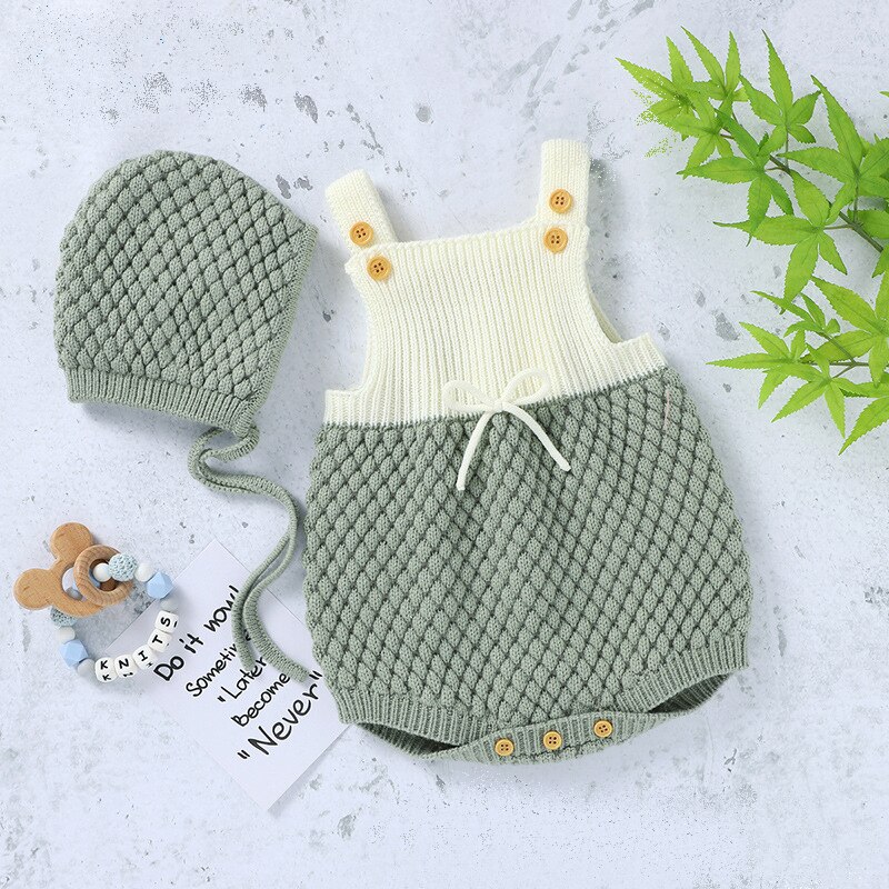 Milancel baby bodysuit gebreide baby meisjeskleding effen peuter jongens eendelig: Groente / 6m