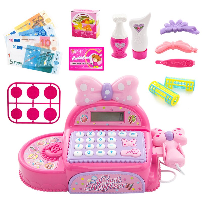 Children Pretend Shopping Game Toys Electronic Cashier Girls Play House Electronic Supermarket Toys Simulation Drama Props