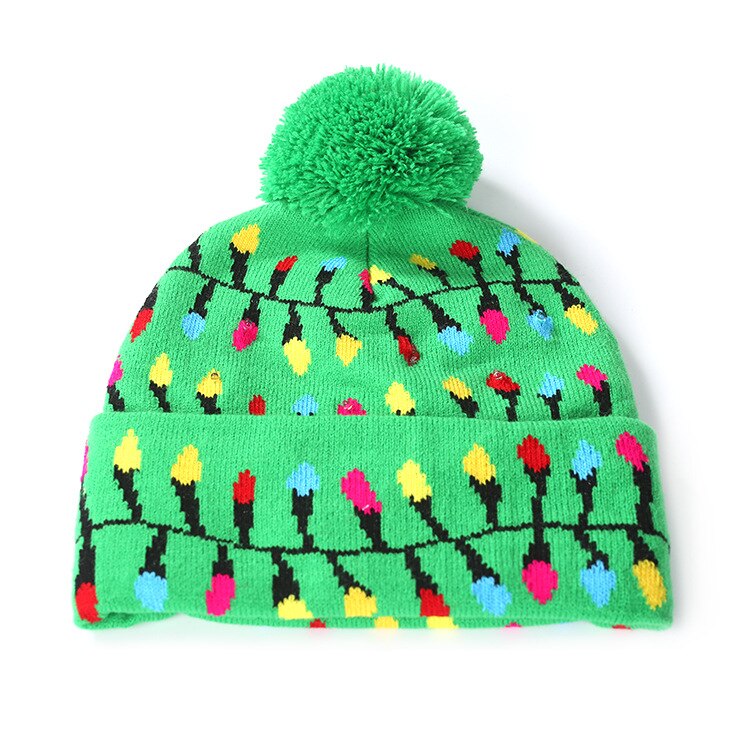ON ! Year LED Knitted Christmas Hat Beanie Light Up Illuminate Warm Hat For Kids Adults Christmas Product