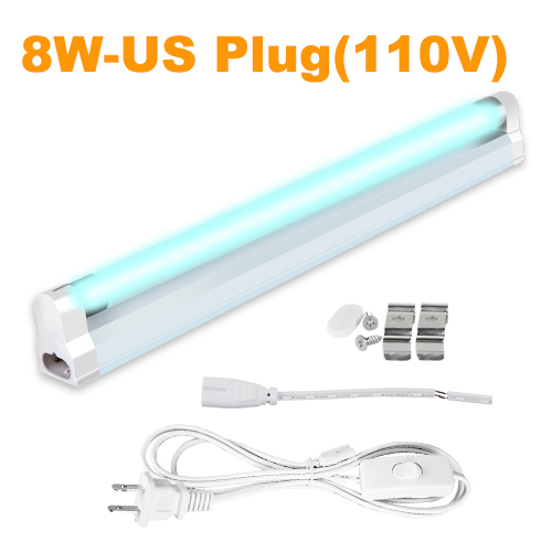 LED Light Bulb T5 Tube 6W/8W Ultraviolet Germicidal Lamp Sterilizer Kill Dust Mite Bactericidal Quartz Lamp For Bedroom Hospital: 8W 110V With US Plug