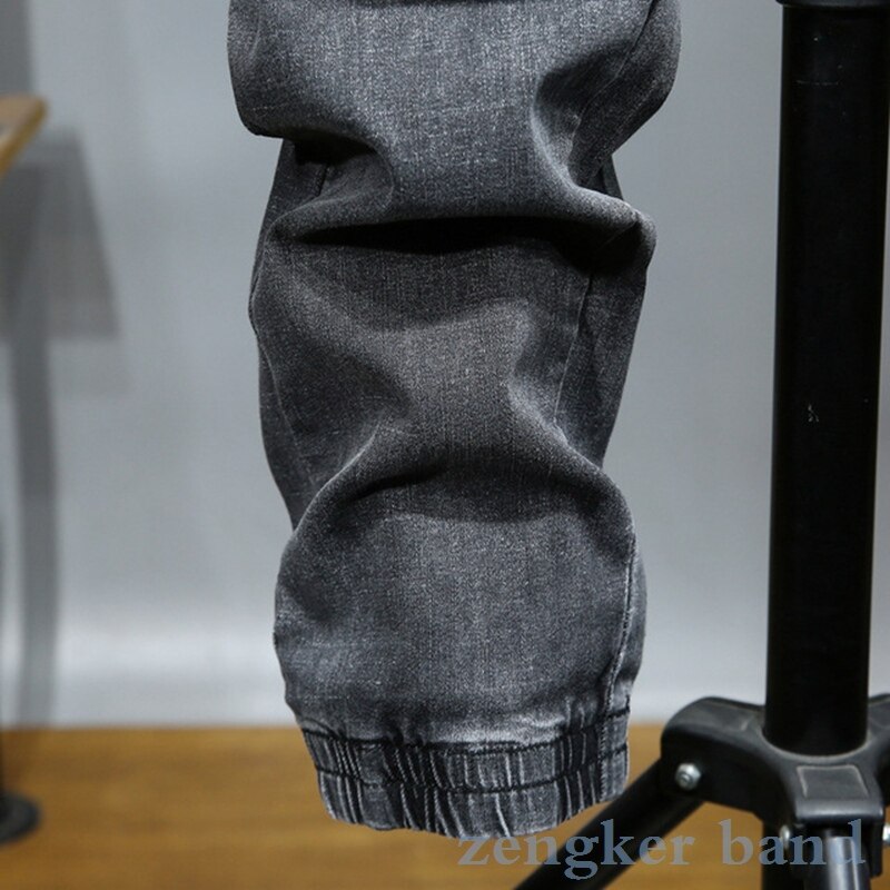 Fjederjeans med elastik i taljen til mænd og #39 ;s store størrelse løse haremsbukser tidevand oversized elastik slim cropped ankellange bukser 6xl 5xl 4xl