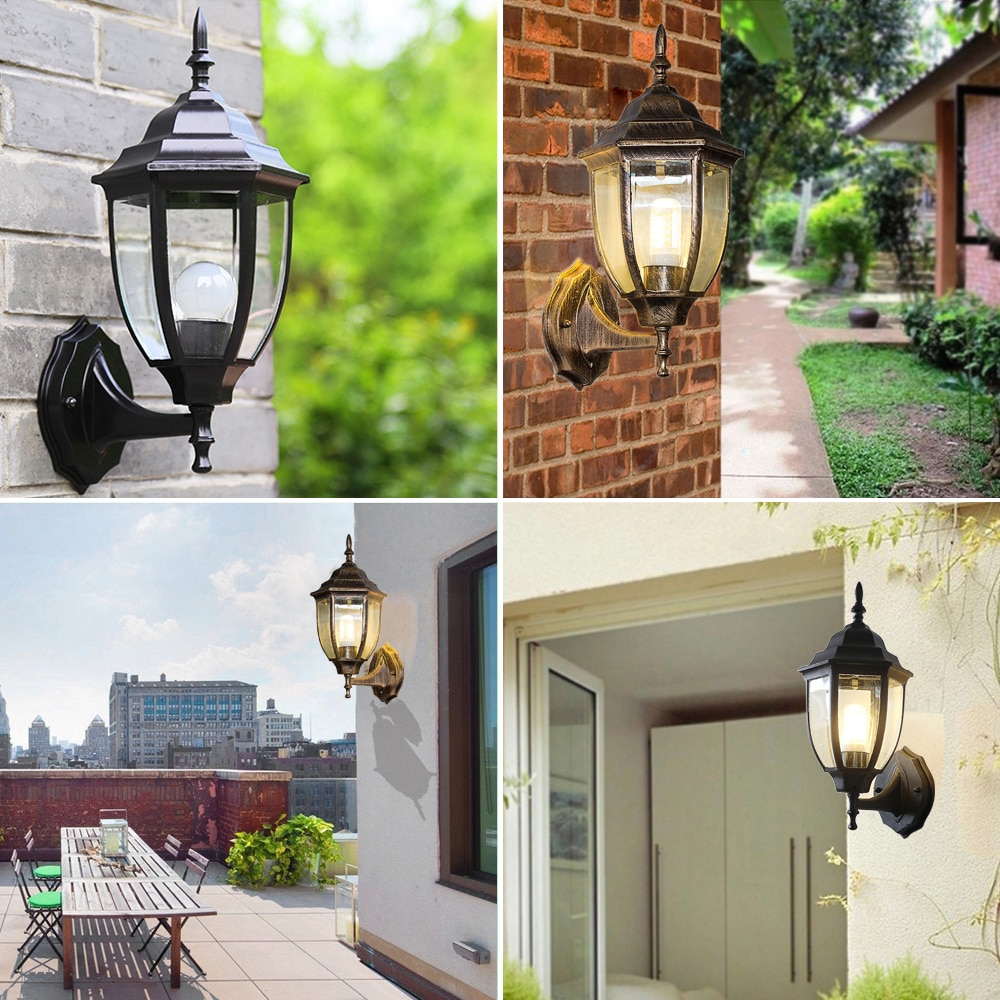 Outdoor Wall Sconce Black Bronze Wall Lamp E27 Bulb Up Down Lights Garden Coach Yard Outside Exterior Garage Sconces Porch Light