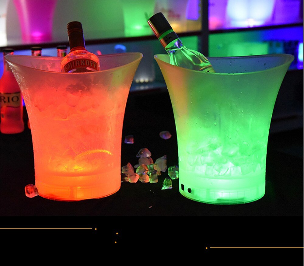 5L Waterproof Rechargeable LED Luminous Ice Buckets Colorful Changing ice cooler bar night club Champagne wine beer ice bucket