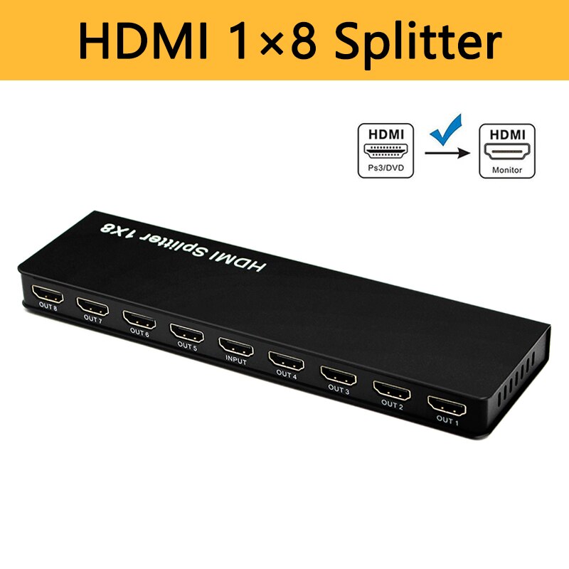 HDMI Splitter 1x2 1x4 1x8 4K 2K 1080P HDMI1.4 2.0 UHD 3D Video Distributie Converter Adapter voor PC PS3 PS4 DVD Multimedia