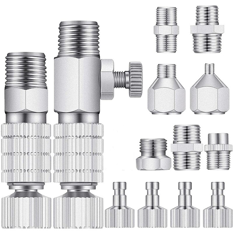 15Pcs Airbrush Adapter Set Airbrush Snelkoppeling Disconnect Adapter Kit Fitting Connector Set Vrouwelijke Connector: Default Title