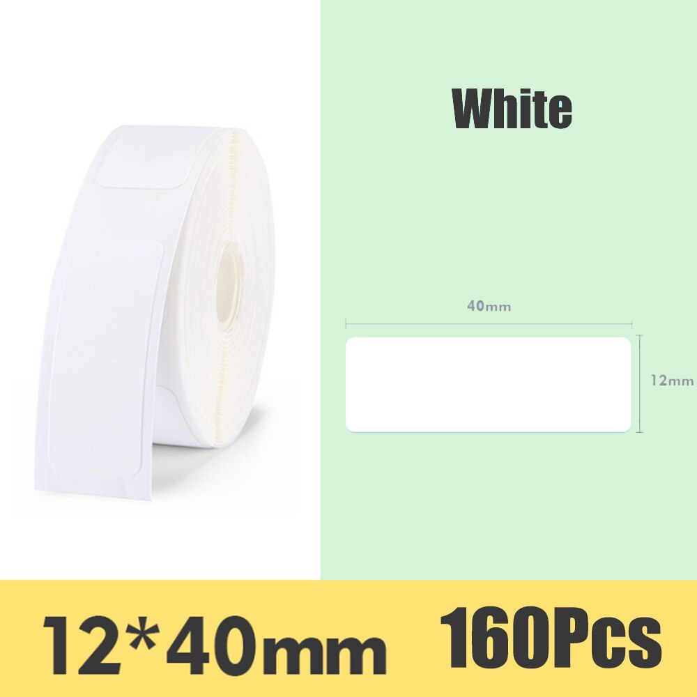 Niimbot D11 Mini Label Printer Paper Label Sticker Waterproof, Oil-proof and Tear-resistant Multi-color Pure Color: white 12 to 40mm