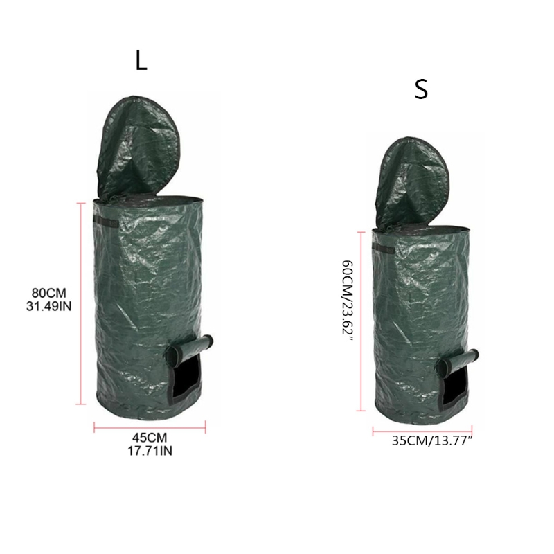 Collapsible Garden Yard Compost Bag with Lid Environmental Organic Ferment Waste Collector Refuse Sacks Composter Bin Bag