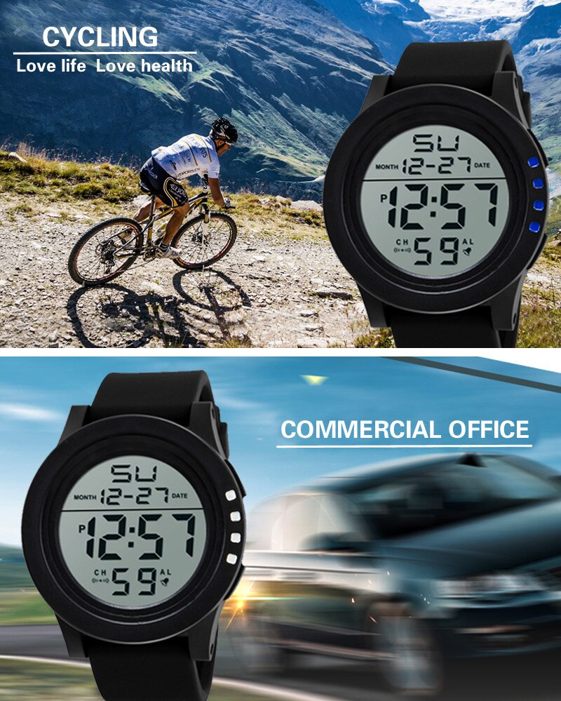 Men's Brand Waterproof LED Digital Electronic Watch Round Quartz Men's Watch Outdoor Sports Men's Electronic Watch#p30