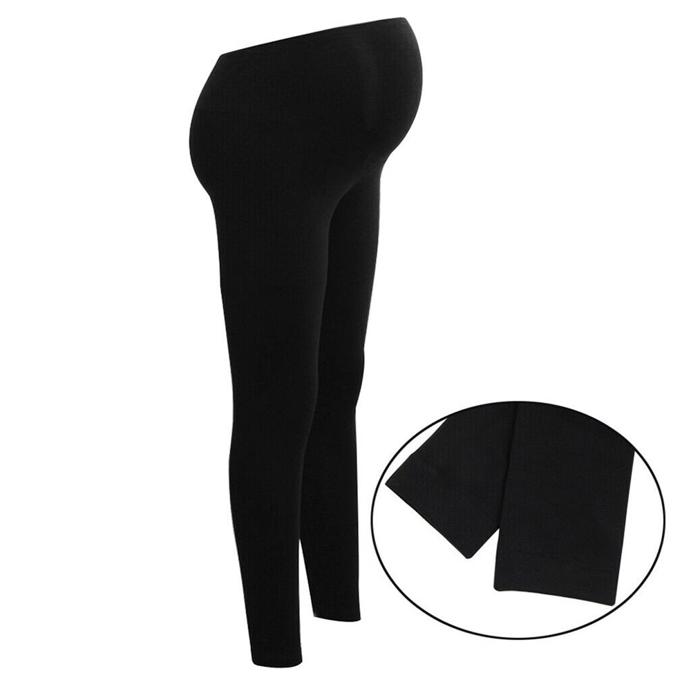 Gravide kvinder tykke behagelige varmere leggings graviditetsbukser elasticitet åndbare sorte stramme bukser til dame