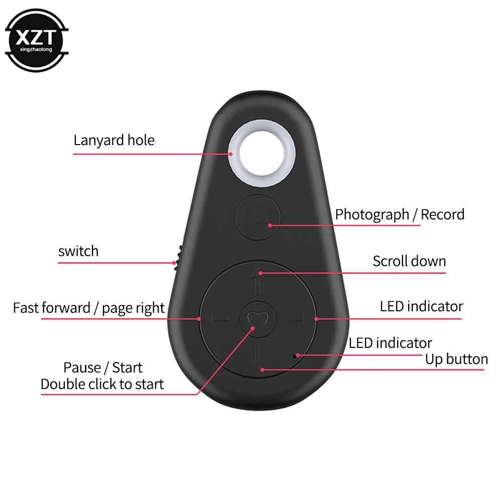 Bouton de télécommande Bluetooth pour téléphone portable, obturateur de caméra Selfie pour TikTok E-book tourner la Page pour SamSung Xiaomi