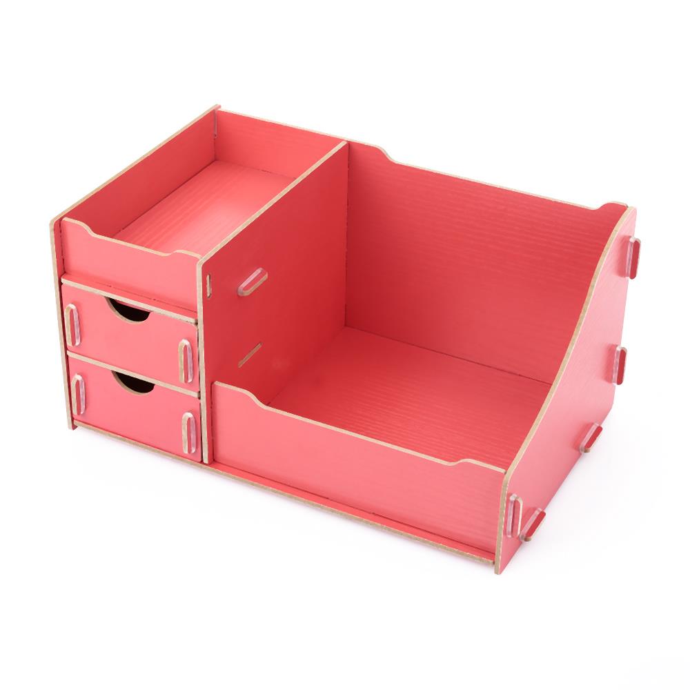 Cosmetic Storage Box Wooden 2 Drawers DIY Practical Desktop Makeup Organizer Cosmetic Organizer BeautyTools Dresser