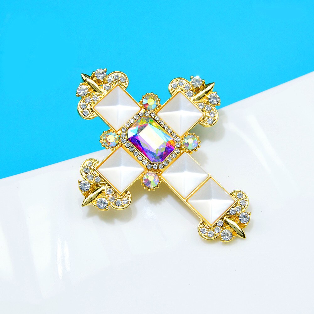 Cindy xiang rhinestone cross brocher til kvinder barok stil pin 2 farver tilgængelige royal pin frakke smykker vinter tilbehør