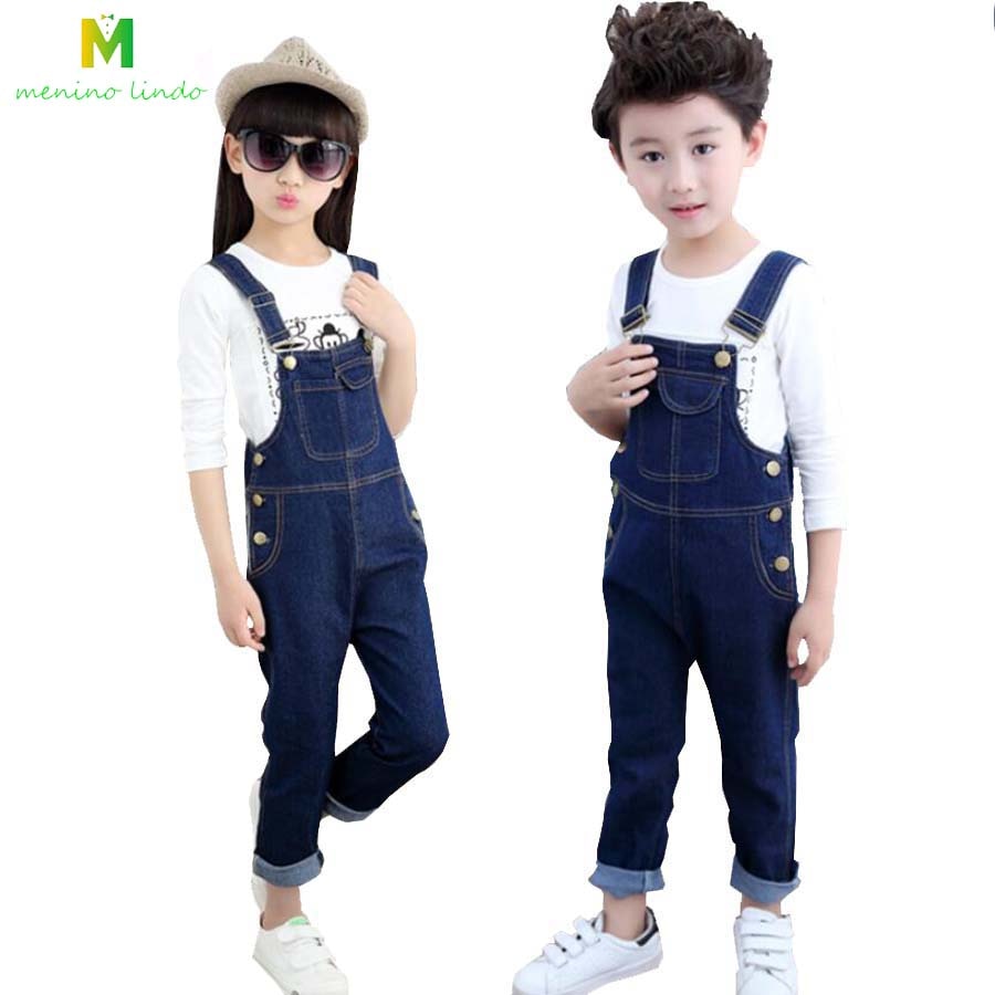 freundlicher Jeans 2-5T jungen frühling baumwolle Jeans freundlicher lange hosen mädchen hosenträger jungen Denim Lätzchen hosen Art outwear clearnace