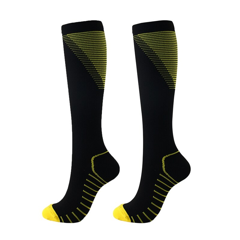 Sports Socks Compression Socks Running Women Men Marathons Circulation Athletic Edema Varicose Veins Travel Over Knee Stockings: Yellow / M