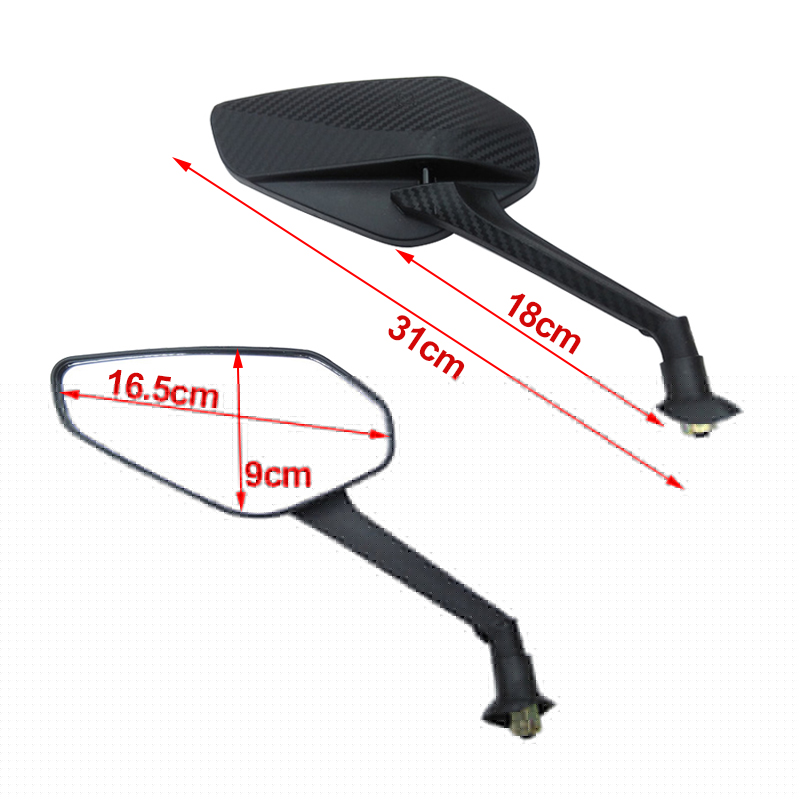 Bozxrx 1 paar 8mm schroeven universele fiets motocross onderdeel atv off-road motorfiets achteruitkijkspiegel koolstofvezel korrel spiegels