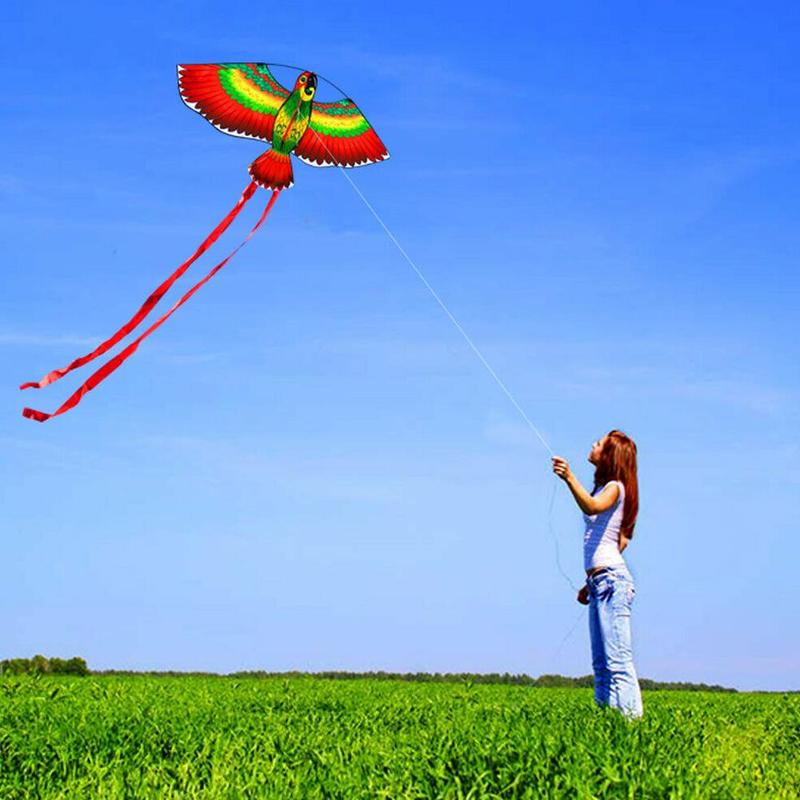 1.1m Flat Parrot Kite Children Flying Bird Kites Windsock Outdoor Toys Garden Cloth Toys For Kids