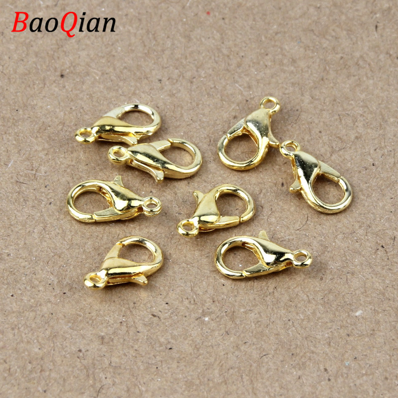 50PCS Alloy Lobster Clasp Hook For Jewelry Making DIY Necklace Bracelet Connector Closure Accessories: Gold