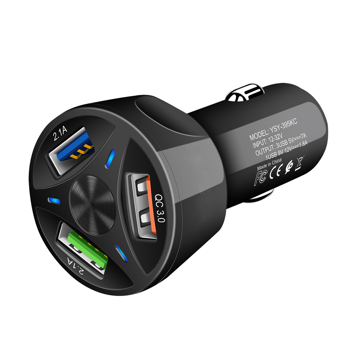 Car Charger Quick Charger 12V-24V 3A QC3.0 3 USB Fast Auto Charger Stable Current Output Mobile Phone Charger: black