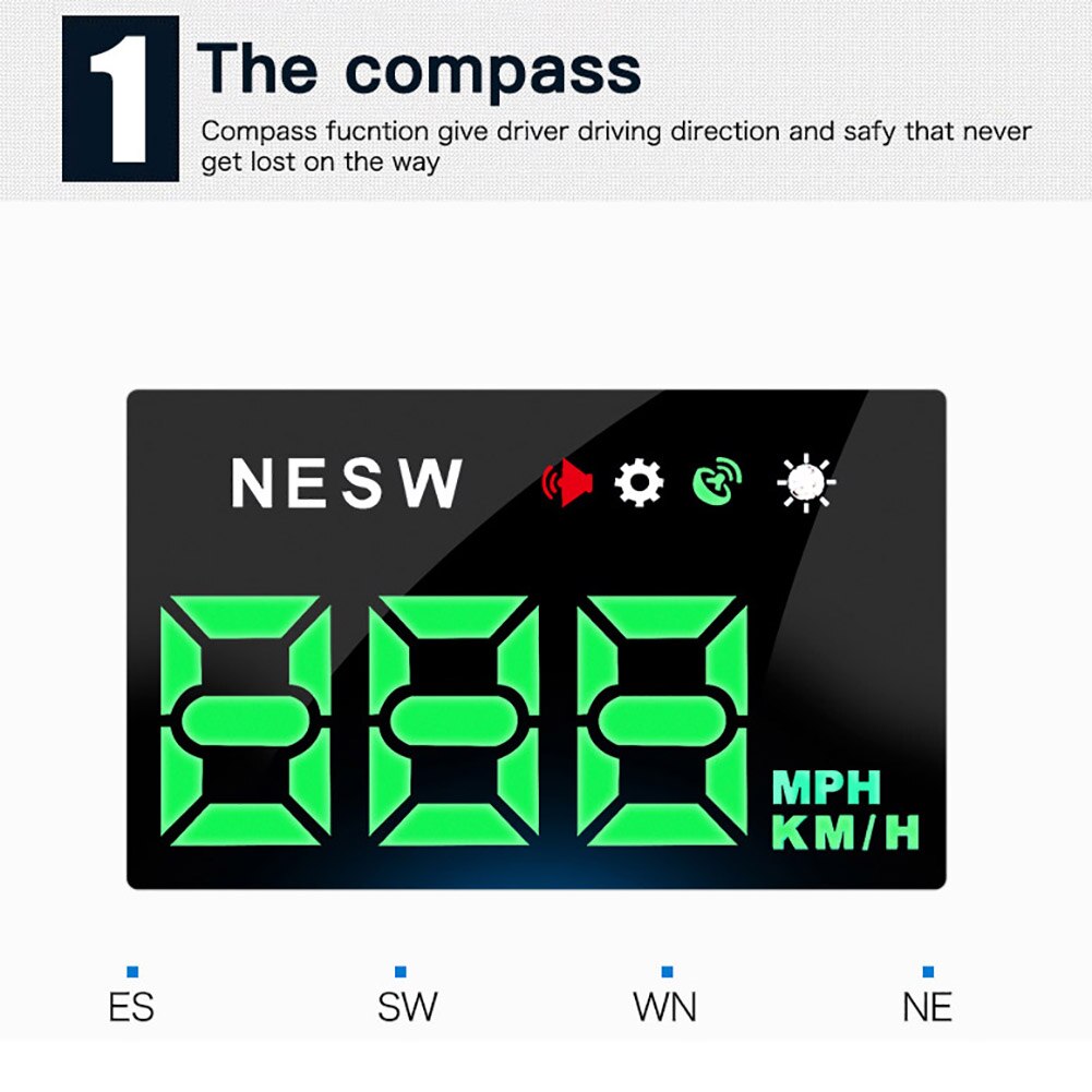 Car Head Up Display Car-styling Hud Display Digital GPS Overspeed Warning Windshield Projector Alarm System