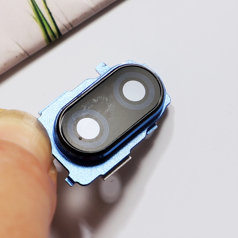 Original para xiaomi redmi nota 7 pro/note7 lente da câmera de vidro com moldura titular reparação traseira habitação capa peças reposição