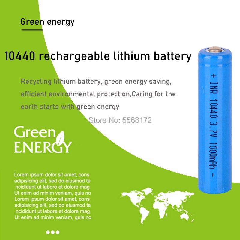10440 aaa koko 3.7v 1000 mah 10440 litium-li-ion akku painikekansi radiopeliohjaimen led-valo taskulamppukello