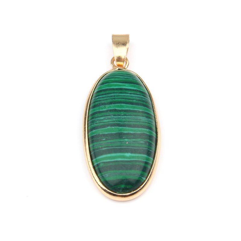 Colgante de piedra Natural con forma ovalada para mujer, colgante de lapislázuli ágata, fabricación de joyas, collar, para mujer, 4x1,6x0,6 cm: Malachite