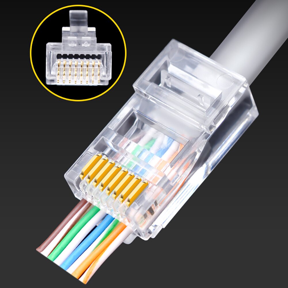 OULLX RJ45 Connector Ethernet cable Plug Cat6 Cat5 Cat5e RJ45 Jack Network 8p8c Unshielded Modular UTP Keystone 20/50/100pcs