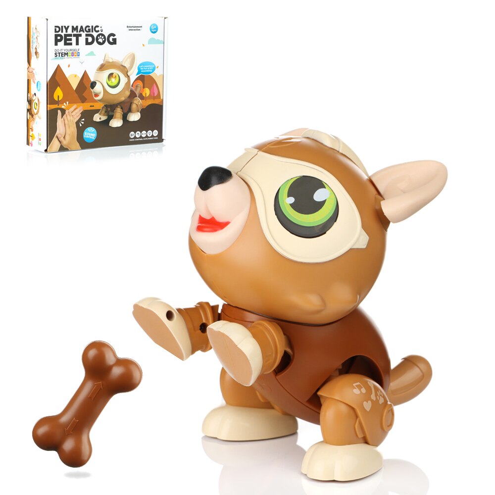 Robot electrónico inteligente con Control de voz/táctil para niños, cachorro interactivo, educativo inteligente, 1 Perro Robot: brown