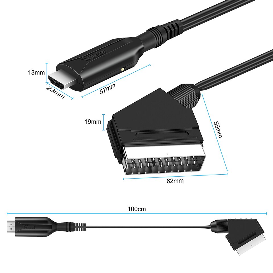 HDMI-kompatibel zu SCART Kabel Konverter HDMI in Scart Out Video Audio Konverter Adapter für HDTV DVD