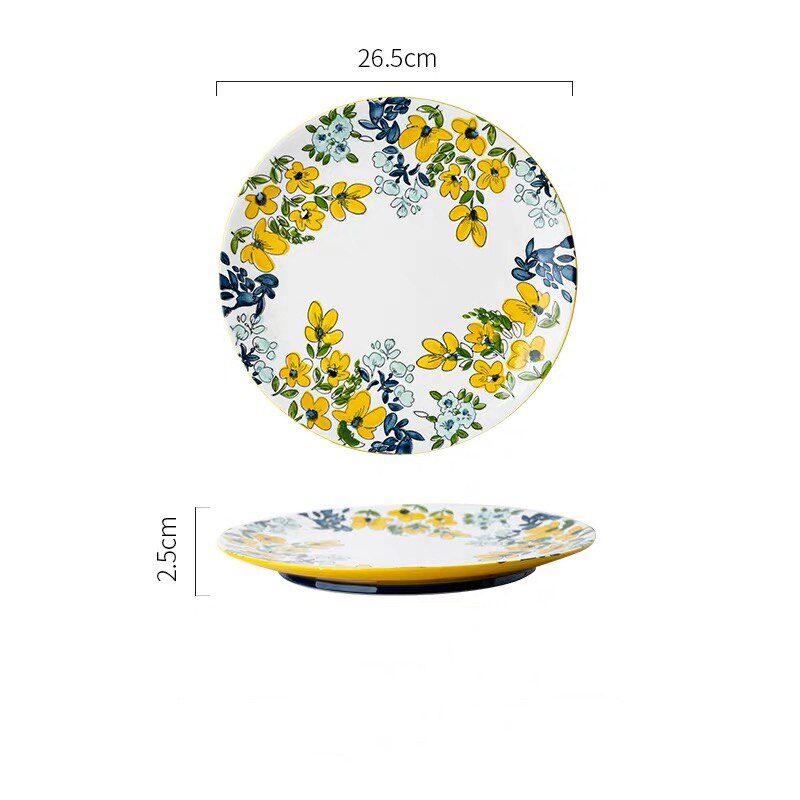 Chinese Porcelain Glazes Ceramic Party Tableware Set Porcelain Breakfast Plates Dishes Noodle Bowl Comal For Decoration: 10.5inch plate