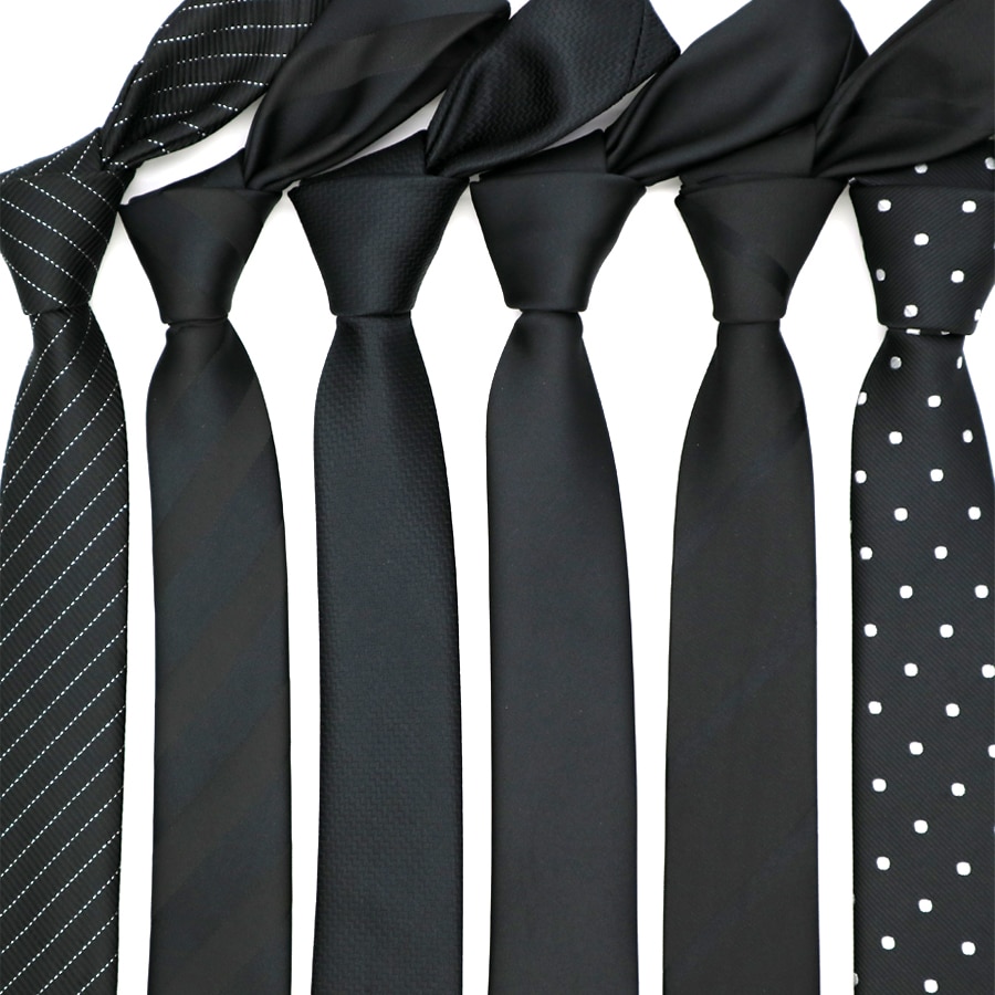 exclusif 59 "Long 5CM hommes maigre cravates noir Polyester soie rayures points Jacquard étroit mince cravate homme cou cravate fête
