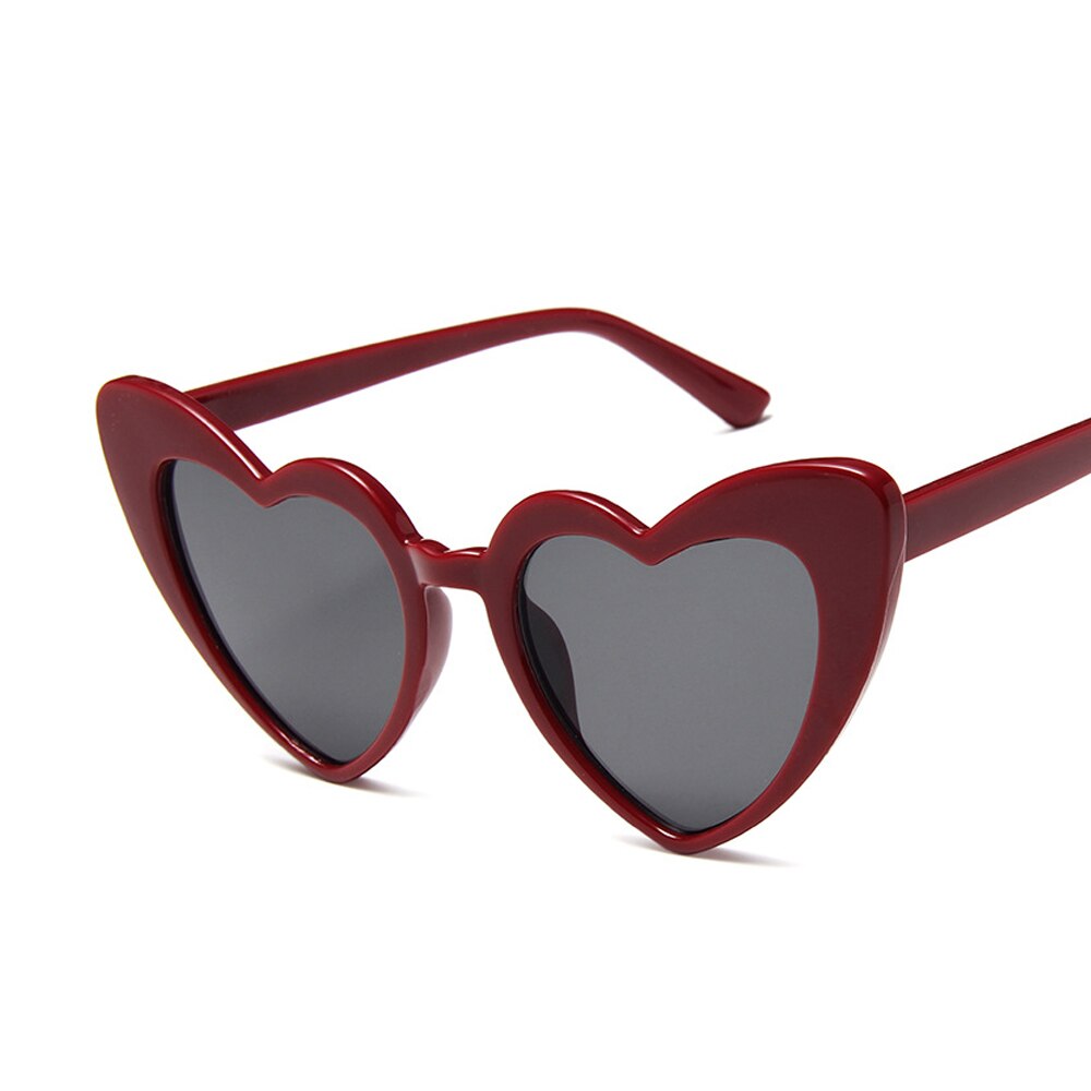 Heart Shaped Sonnenbrillen für Frauen Liebe Herz Sonnenbrille UV400 Schutz Brillen: Wine red