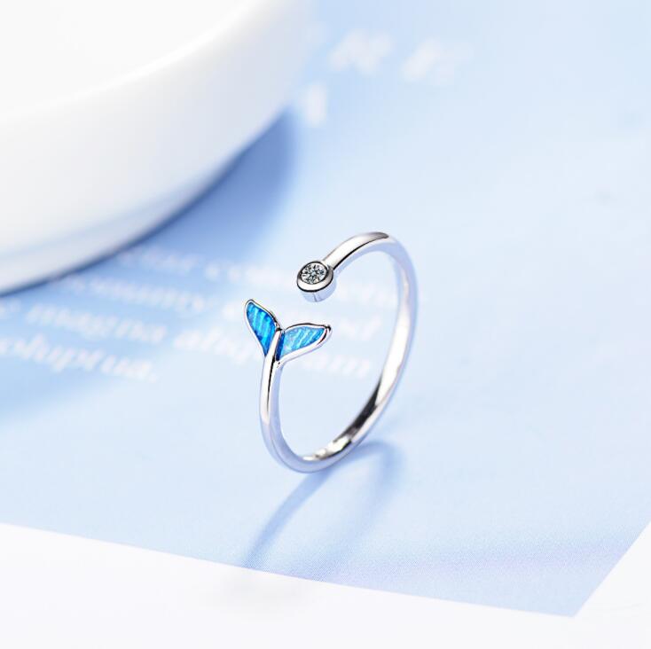 Vrouwen unieke verstelbare opening verzilverde vinger ring retro gesneden teenring zeemeermin staart vorm kubieke zirkonia ringen