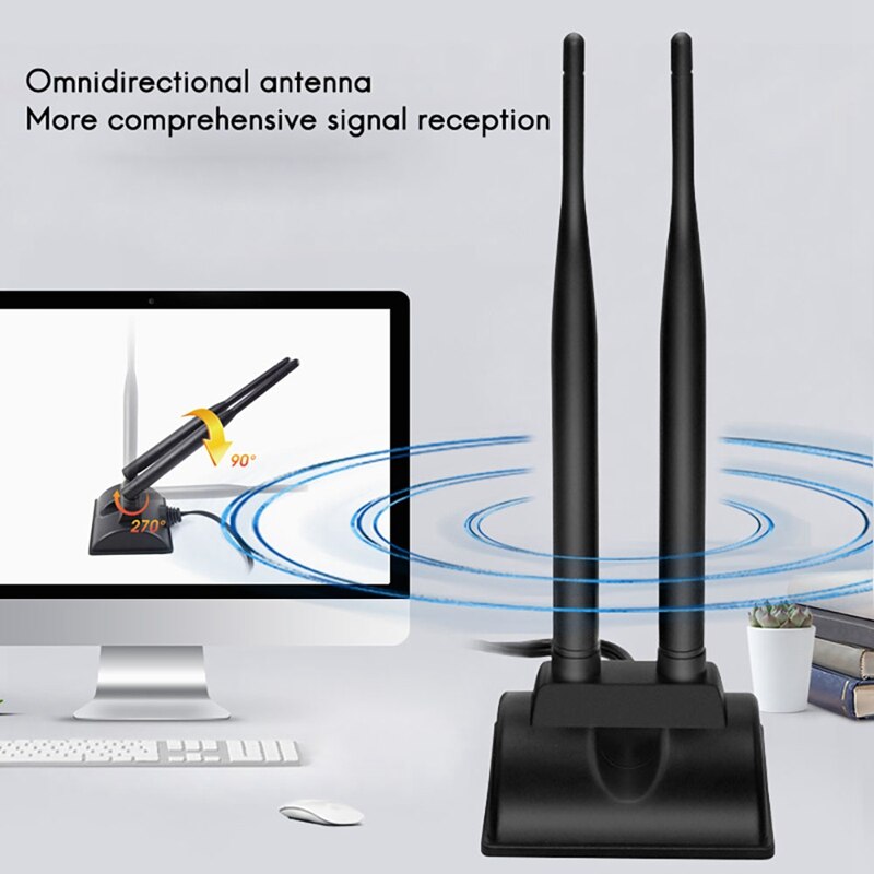 2.4g/5g dualband-antennen mit 6.5ft verlängerungskabeln, 6db magnetische wlan-netzwerkkarten, wlan-sma-antennen