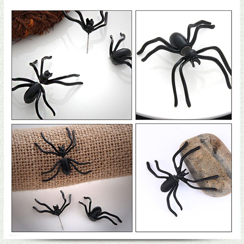Halloween dekoration halloween kostumer til kvinde 3d uhyggelige sorte edderkoppe ørestikker til haloween fest gør-det-selv dekoration