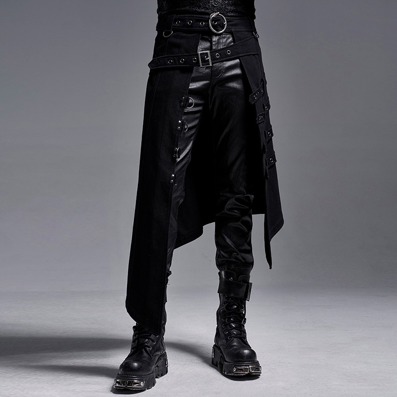 Gothic Men's Half Skirt Jacquard Steampunk Stylish Kilt Open Front Harujuku Burlesque Fringe Traditional Skirts