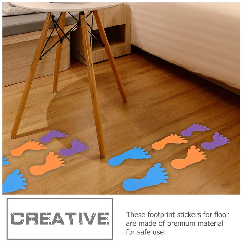 Pegatinas de PVC para huellas de niños, calcomanías de suelo para guardería, calcomanías de suelo para pies, colores mezclados, 10 pares