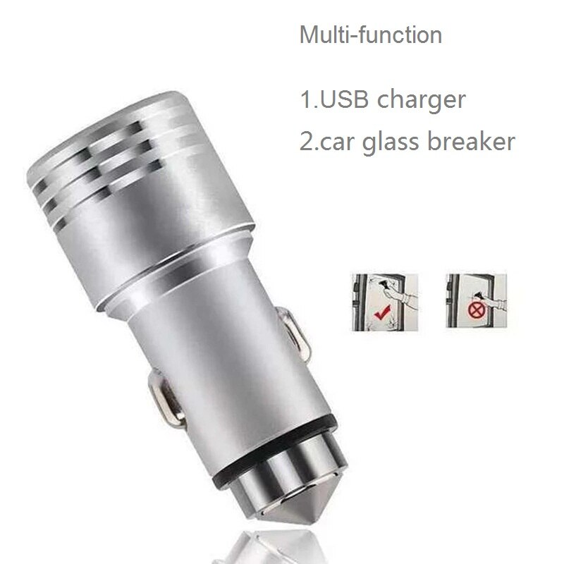 2-USB 2.1A and 1A quick car charger charg adapter phone dual USB port cigarette lighter conversion plug car glass breaker