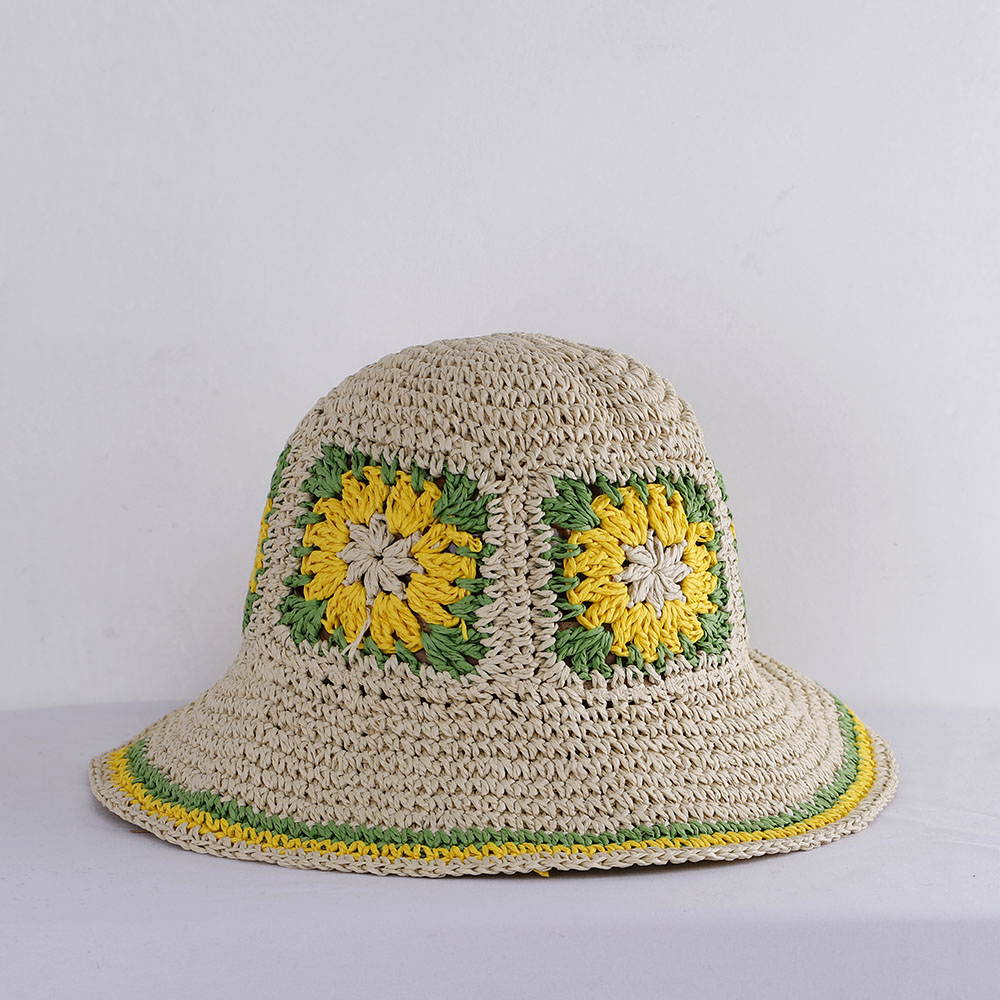 Chapeaux de paille pour femmes ajourés chapeau au crochet chapeau seau Protection UV pare-soleil chapeau de plage femmes visières dames chapeau femmes chapeau d'été casquette