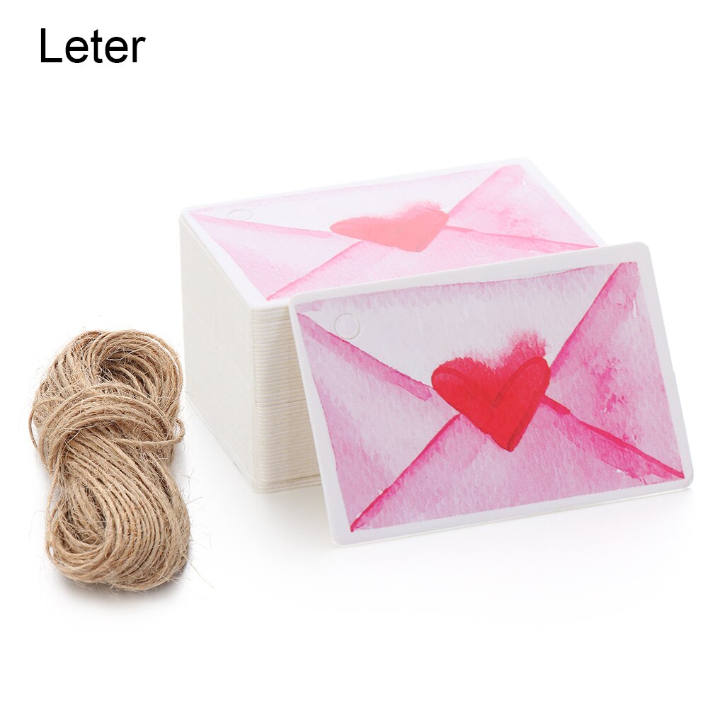 Étiquettes papier Kraft cœur à accrocher 50 pièces | Étiquettes autocollantes Kraft pour emballage de , décorations de fête: Leter