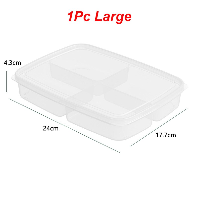 4 grids Clear Refrigerator Storage Box Stackable Sealed Food Container for Vegetable Fruit Kitchen Fridge Freezer Organizer: 1pc large