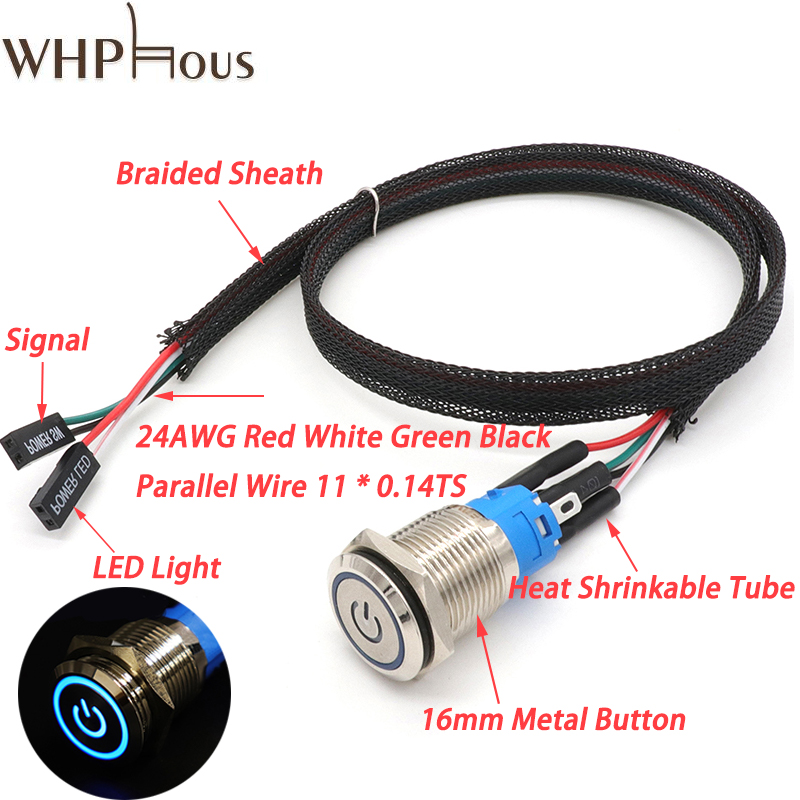Cable de interruptor de botón de Metal para PC, interruptor de botón SW de alimentación de inicio de Host, botón SW de reinicio de computadora con Cable de reinicio automático/autobloqueo