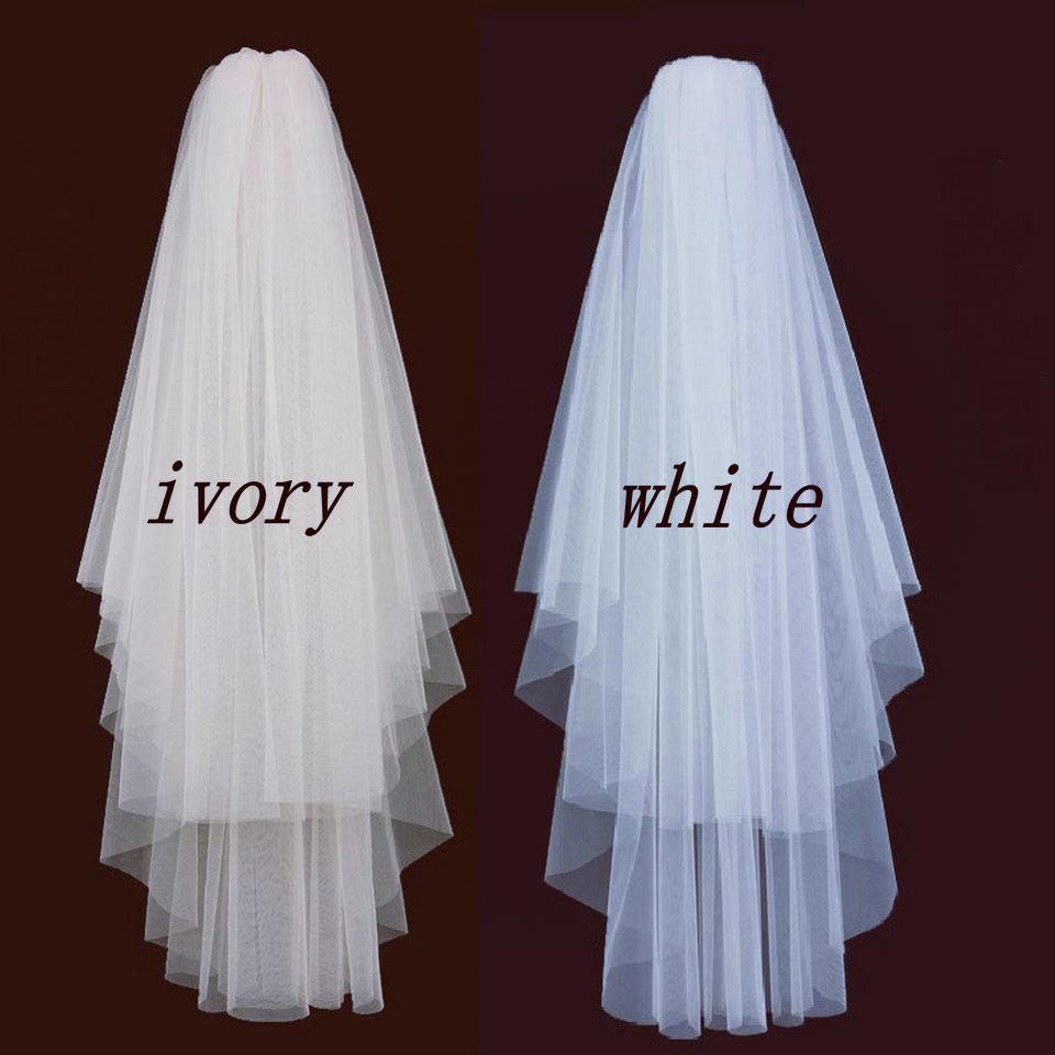 Weiß Kurze braut schleier zwei schicht 75 cm mit combe Elfenbein schleier für hochzeit Party tüll verschleierung neue yashmac